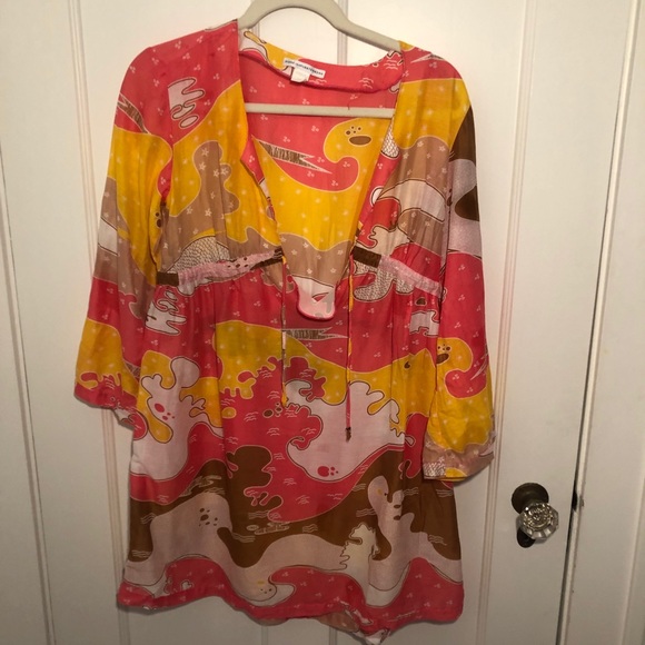 Diane vonFurstenberg Pink and Yellow Tunic Size M - Picture 2 of 7